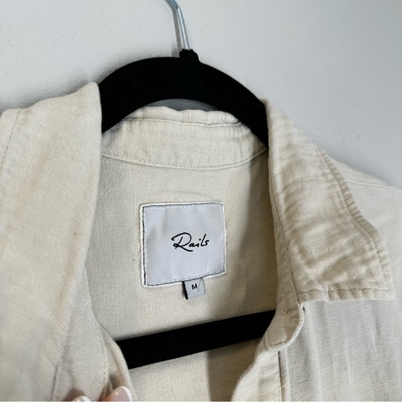 Rails Callie Linen Blend Jumpsuit Size M Women’s Cream Beige Collared Buttoned - Picture 12 of 15